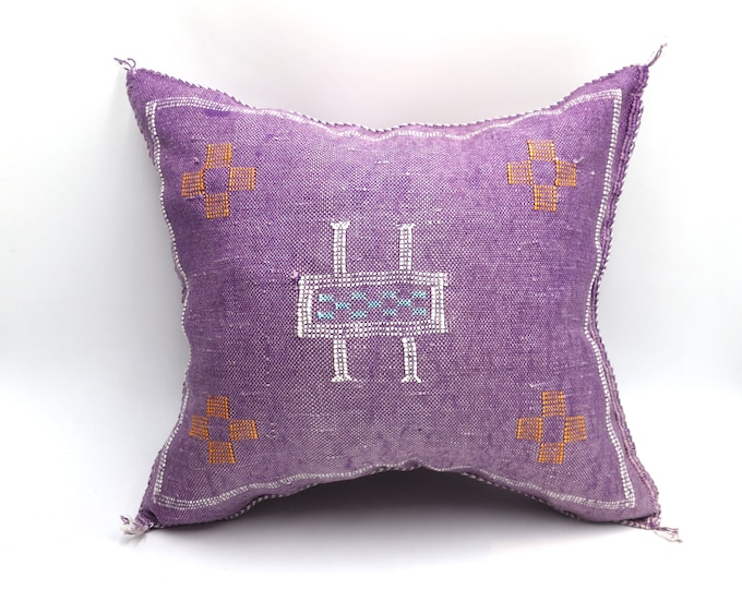 Purple Handmade Cactus Silk Pillow-Soft Pillow Cover-Moroccan Home Decor-Sabra Pillow-Moroccan Pillowcase