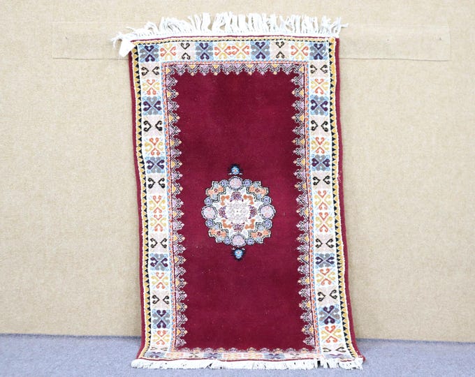 Authentic Moroccan Rug 2x4 - Handwoven Berber - Natural Wool Area Rug - High Quality Moroccan Carpet - Entryway Rug
