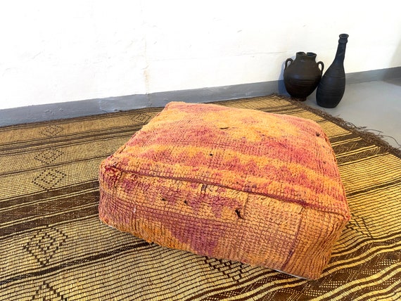 cactus silk pouf, pouf pillows 24 x 24 - Yoga Meditation Cushion - Vintage Moroccan - Berber Pouf - unstuffed pouf - Purple Pouf