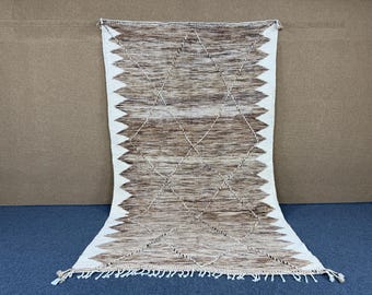 Large Berber Moroccan Rug 6x11, Beige Wool rug| Handmade Berber Rug for Boho Living Room l Large Handmade Wool Carpet