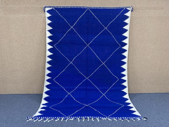 Amazing Moroccan Blue Rug |Berber Abstract 6x10 Rug| Moroccan Handwoven Carpet |Ethnic wool rug| Natural Dye Berber Rug |Moroccan Home Decor