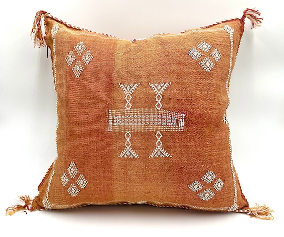 Moroccan pillow - cactus silk pillow - sabra pillow - light peach pillow - peach throw pillow - 18x18 pillow cover