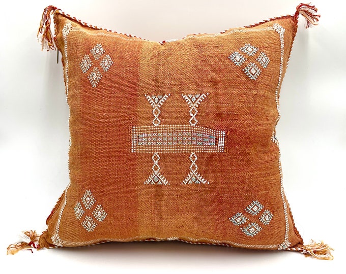PEACH MOROCCAN cactus silk PILLOW 18x18 throw pillow cover, handmade pillow cover, halloween pillow