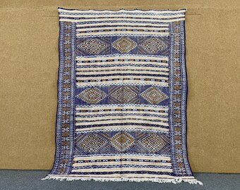 Moroccan Kilim Rug 5x7 ft – Traditional Rug– Moroccan Flatweave Wool Carpet – Moroccan Home Decor - Unique Designs Rug