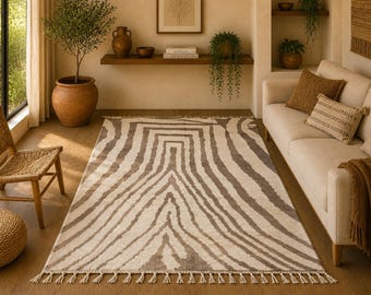 Authentic Beni Ourain Rug 6x10ft – Moroccan Hand-Knotted Berber Carpet | Soft Cozy Neutral Rug l Neutral Berber Decor l Abstract Area Rug