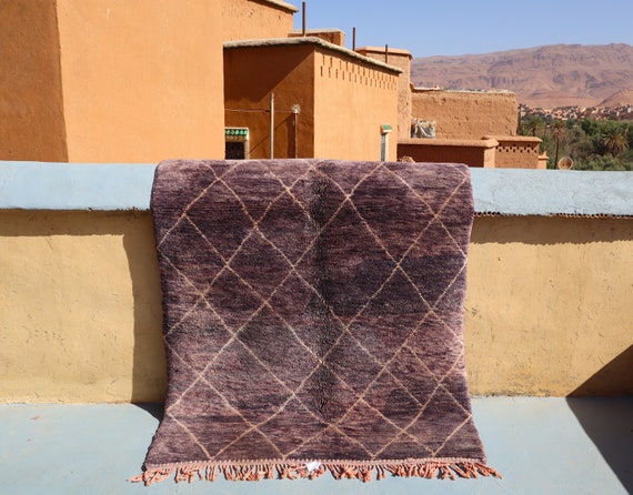Authentic Beni Ourain rug , 5x7 Moroccan Rug, Boho Rug 5x7, Purple Rug Moroccan, Beni Mrirt rug