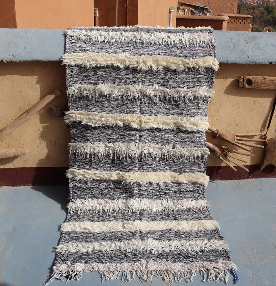 AMAZING GRAY MOROCCAN rug, 3x8 rug, morrocan rug, berber rug, azilal rug, boujaad rug, kilim rug, handmade rug, flat weave rug