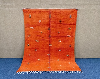 Orange Moroccan rug  6,9x8,9 ft