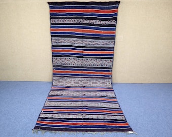 Vintage Moroccan Rug 5x12 - One of a Kind Colorful Berber Rug - Handwoven Wool Area Rug - Boho Tribal Accent Rug, Unique Handmade Home Decor
