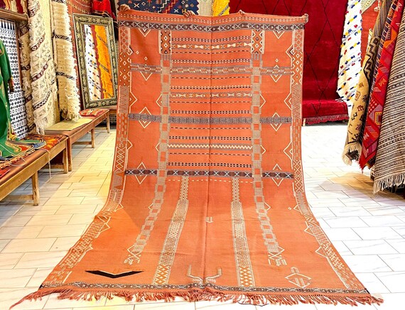 MOROCCAN KILIM RUG, 6x11 rug, flatweave kilim rug, handmade morrocan berber rug, beni mguild rug, living room rug