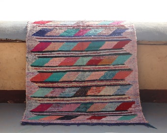 geweldig antiek tapijt, 3x4 boujaadkleed, kleurrijk kunstwerk, schoonheidswit tapijt, vintage wollen tapijt