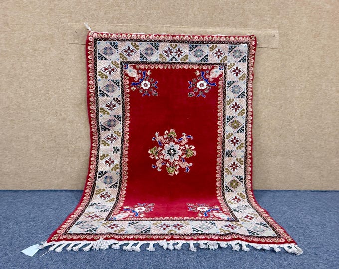 5,8 x 4,2 Red Moroccan Rug– Handmade Berber Rug – Premium Wool Quality Rug – One of a Kind Decor