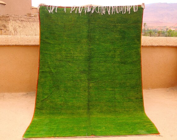 Amazing Green Wool Rug 6 x 10 Feet - Beni Ourain Rug - Moroccan area rug - Beni Rug - Handmade wool rug - 10.5x6 feet