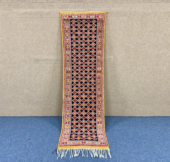 Taznakhet Runner Rug 2x8 ft – Handwoven Moroccan Flatweave Rug – Long Berber Hallway Rug – Bohemian Entryway Rug – Free Shipping