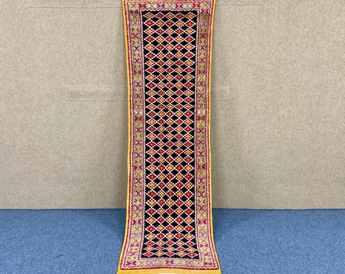 Taznakhet Runner Rug 2x8 ft – Handwoven Moroccan Flatweave Rug – Long Berber Hallway Rug – Bohemian Entryway Rug – Free Shipping