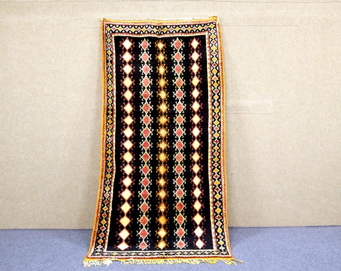 Vibrant Taznakht Rug 3x7 - Handmade Moroccan Wool Rug - Colorful Berber Tribal Rug - Boho Handwoven Area Rug for Living Room Bedroom