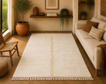 Minimalist Moroccan Rug - Authentic Beni Ourain 5x8 Rug - Modern Moroccan Rug - Neutral Bohemian Style - Moroccan Handwoven Carpet