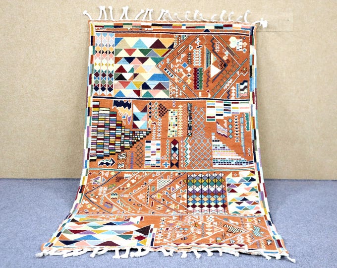 Premium Quality Moroccan Rug 4x6 - Natural Wool Rug - Colorful Handwoven Rug - Berber Rug For Living Room