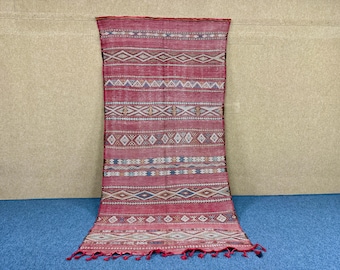 Rustic Beni Mguild Rug 9x5 ft– Handwoven Moroccan Wool Rug – Vintage Berber Wool Rug – Area Carpet – Moroccan flatweave Rug – Free Shipping