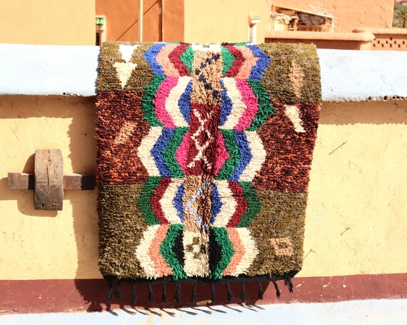 amazing beni ouarain rug, 3x4 berber rug, colorful moroccan rug, hand knotted rug, living room rug, handmade rug, azilal rug