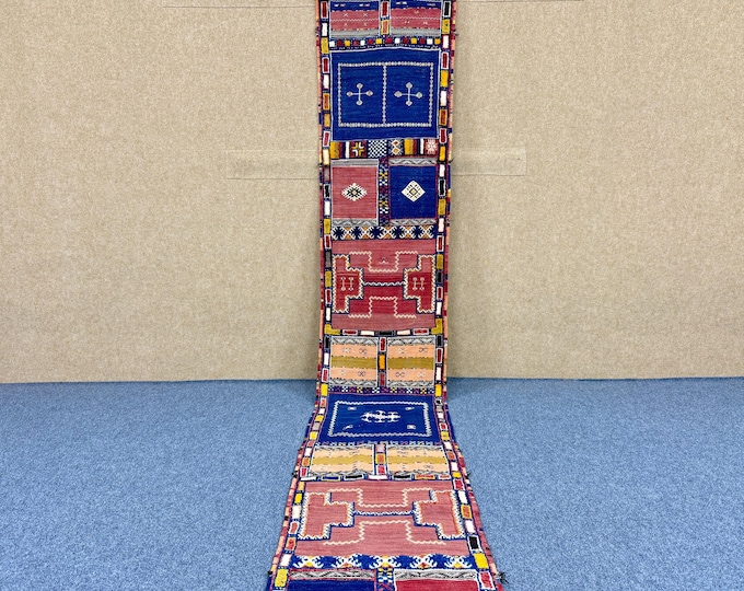 Moroccan Glaoui Runner 2x16 ft – Handmade Wool Rug - Handcrafted Tribal Hallway Rug - Boho Entryway Runner – Authentic Wool Rug
