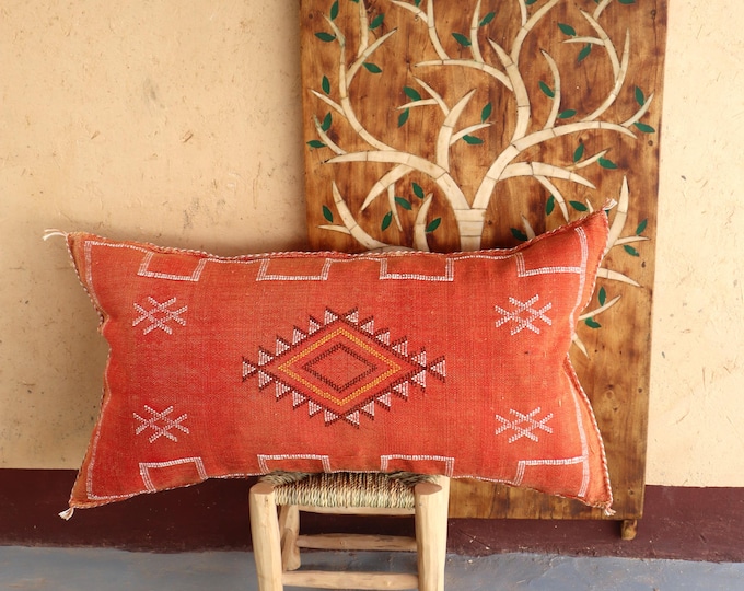 RED MORROCAN cactus silk PILLOW 18x35 throw pillow cover, handmade pillow cover, halloween pillow