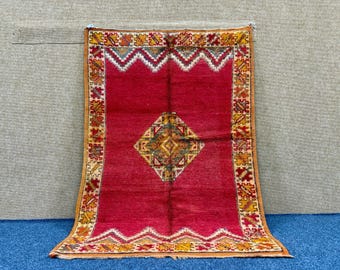Luxury Moroccan Rug 3x5 – Red Berber Rug– Handmade Taznakhet Rug – Bohemian Living Room Rug – Boho Home Décor – Free Shipping