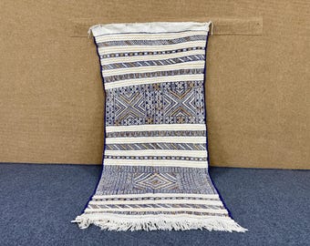 Kilim Flat weave Moroccan Runner Rug 3x6 ft– Boho Hallway Rug – Small Wool Rug Handmade in Morocco– Entryway & Kitchen Rug– Free Shipping
