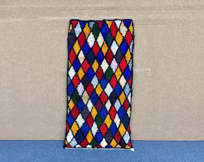 Colorful Berber Rug 3x7 - Handmade Moroccan Rug - Unique Designs Rug - Vibrant Boho Area Rug– Authentic Wool Rug – Free Shipping
