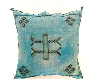 Cactus blue pillow, moroccan sabra pillow handmade  46x46 cm free shipping
