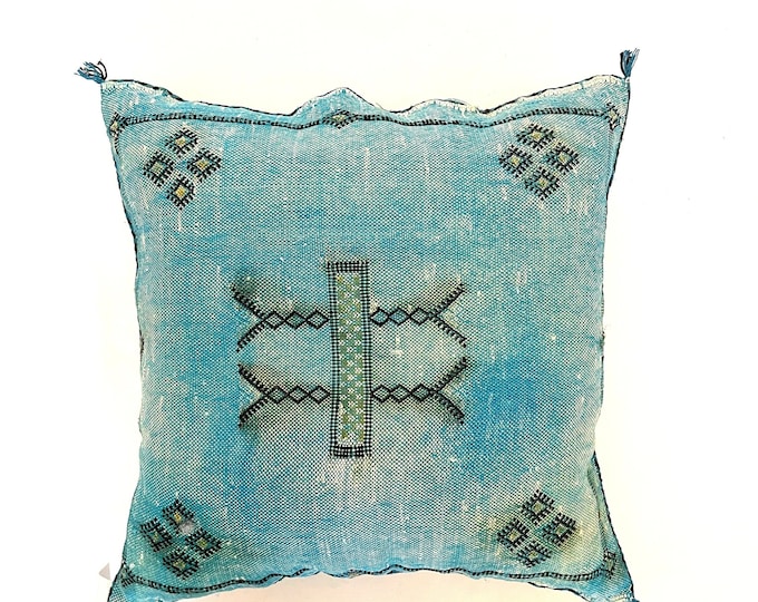 Cactus blue pillow, moroccan sabra pillow handmade  46x46 cm free shipping