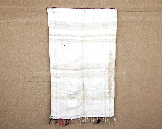 White Vintage Moroccan Rug 3x5 - Flat Weave Berber Rug - Handwoven Rug For living Room - Small Moroccan Rug - Tribal Boho Decor