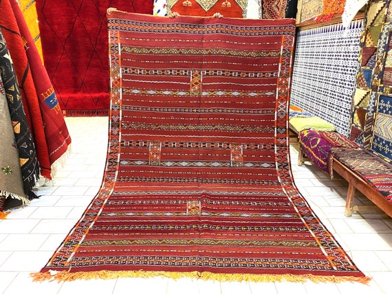 Minimalist Kilim rug 7x10 feet - Berber rug - Moroccan Kilim - Brown Kilim rug - Flat weave carpet - 10.5 x 6.8 Feet