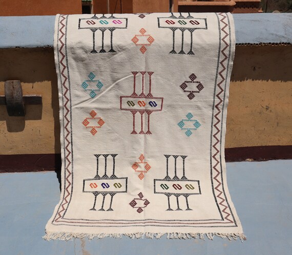 AMAZING MOROCCAN BERBER rug, 4x7 rug, handwoven kilim rug, boujaad rug, morrocan rug