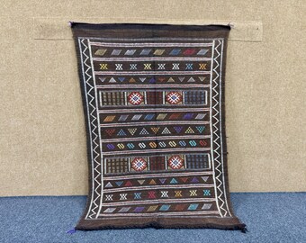 Moroccan Berber Brown Cactus Silk Rug 3x5 – Flatweave Wool Silk Blend – Lightweight Boho Area rug | Free Shipping