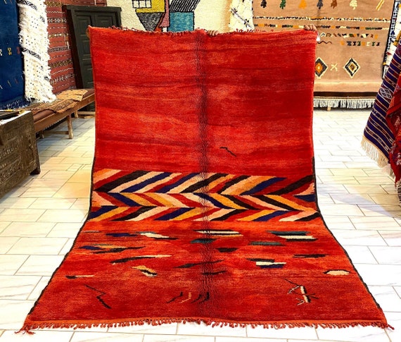 Amazing vintage rug 6x8 feet - Beni Mrirt rug - Berber rug - Red moroccan rug - Red Beni Ourain rug -  8.10 x 5.7 feet