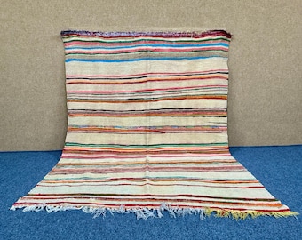Beni Mguild Moroccan Rug 5x7 ft – Vintage Wool Berber Carpet –Bohemian Area Carpet – Authentic Moroccan Wool Flatweave Rug – Free Shipping