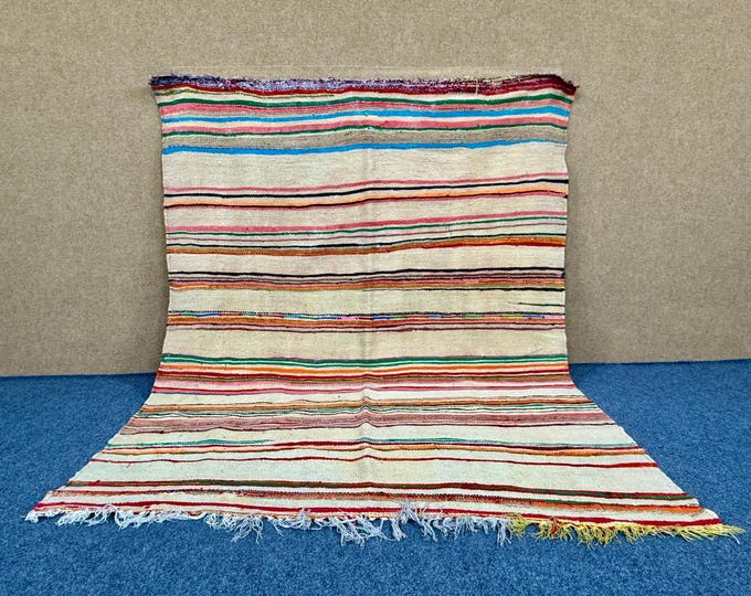 Beni Mguild Moroccan Rug 5x7 ft – Vintage Wool Berber Carpet –Bohemian Area Carpet – Authentic Moroccan Wool Flatweave Rug – Free Shipping