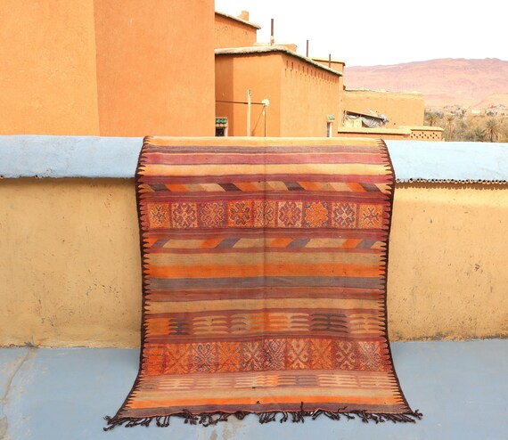 VINTAGE MOROCCAN RUG 4x7 rug - Beni Mguild rug , vintage boujaad rug berber handmade