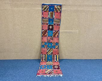 Handmade Moroccan Glaoui Runner Rug 2x10 ft– Berber Hallway Carpet –Vintage Runner Rug – Moroccan Berber Wool – Entryway Rug – Boho Style