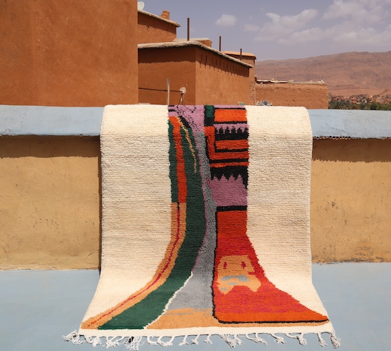 Handmade Berber Wool Rug - 5.3x9 Feet - Multicolored Boho Beauty - beni ourain - Morrocan rug - thick rug -FREE SHIPPING