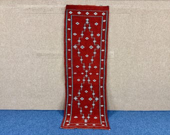 Authentic Kilim Runner – Moroccan Flatweave Rug 2x8 ft – Tribal Berber Wool Rug for Entryway or Kitchen – Boho Berber Long Wool Rug