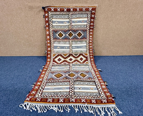 Authentic Moroccan Glaoui Rug 4x8 ft – Handwoven Wool Berber Carpet– Atlas Tribal Decor - Berber Carpet for Living Room - Traditional Rug