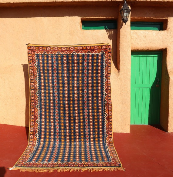 Authentic Berber Rug - 5x8 moroccan rug - Handwoven Checkered Taznakht Design - Moroccan Wool Beni Boho Rug