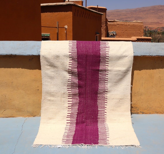 Minimalist flat weave rug 5x8 feet - Morrocan rug - Kilim rug - Zanafi rug - boujaad rug - Handmade area rug - wool rug bedroom - Boho rug
