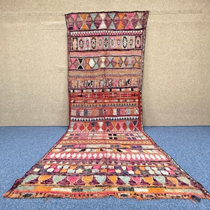 Einzigartiger marokkanischer Teppich 5x13 – Vintage Beni Mguild Teppich – Tribal Berber Teppich – Geometrischer Vintage Teppich – Handgemachter Langer Teppich – Flachgewebe Berber Teppich
