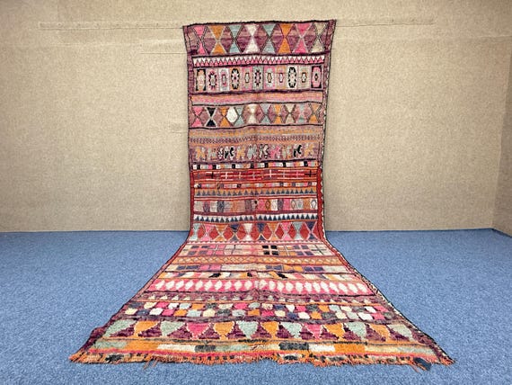 Large Beni Mguild Rug 5x13 ft – Moroccan Wool Rug – Tribal Berber Carpet – Moroccan Vintage Rug –Handmade Long Rug – Flatweave Berber Rug