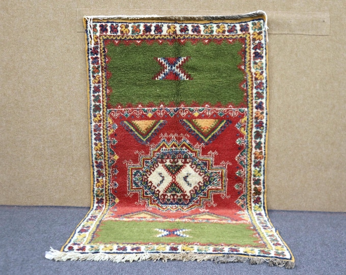 Unique Taznakht Rug 3x6 - Handwoven Moroccan Rug - Colorful Berber Rug - Soft Wool Area Rug - Boho Statement Rug for Bedroom