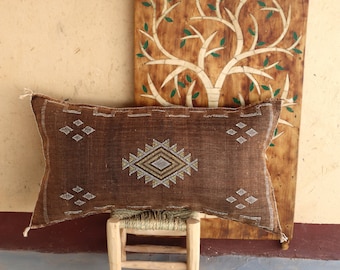 BROWN MORROCAN cactus silk PILLOW 18x35 throw pillow cover, handmade pillow cover, halloween pillow