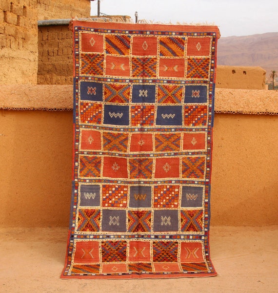 Minimalist morrocan rug 4 x 7.5 - boho rug - living room rug - glaoui rug - taznakht rug - tufted area rug - berber rug - moroccan rugs